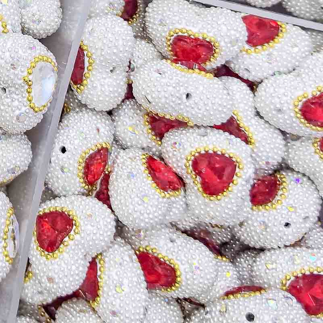 Fiasrel 5pcs Clay heart-shaped drill DIY Shamballa Beads