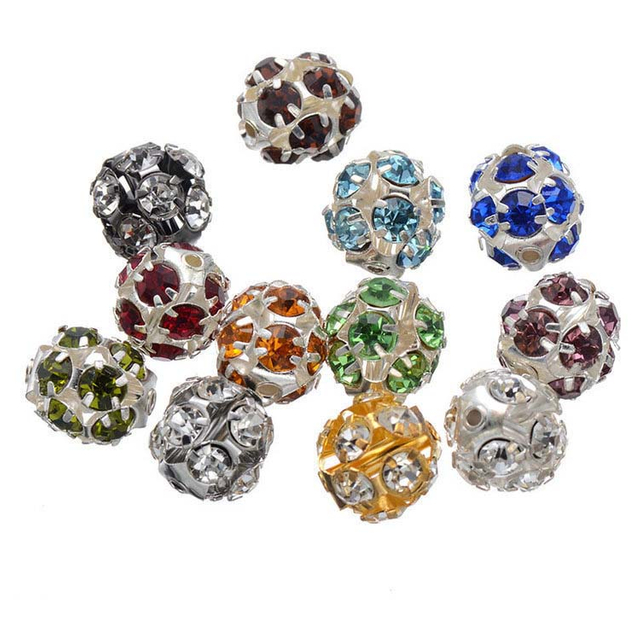 Fiasrel 50pcs Bayberry ball colored diamond DIY Shamballa Beads