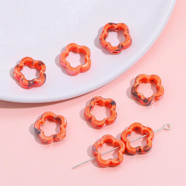 Fiasrel Hollow plum blossom ceramic beads