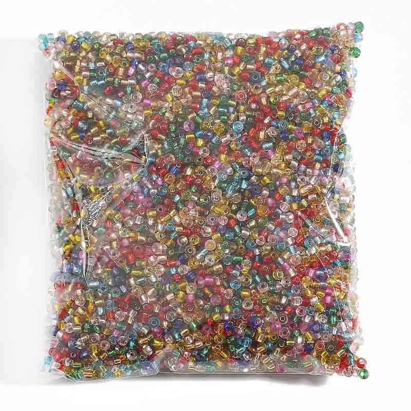Fiasrel 15g 2-4mm Silver-Lined Glass Seed Beads