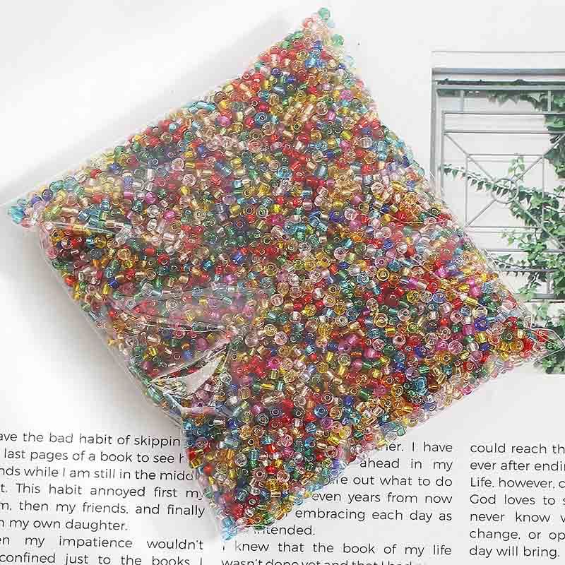 Fiasrel 450g Silver-Lined Transparent Glass Seed Beads Loose Beads