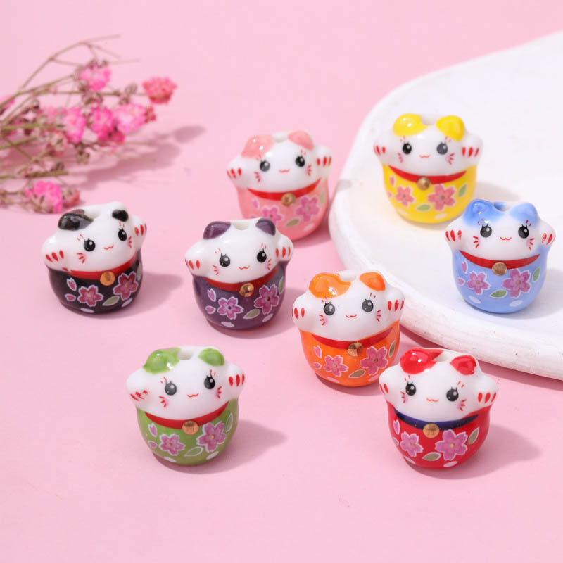 Fiasrel A-style Maneki Neko Ceramic beads