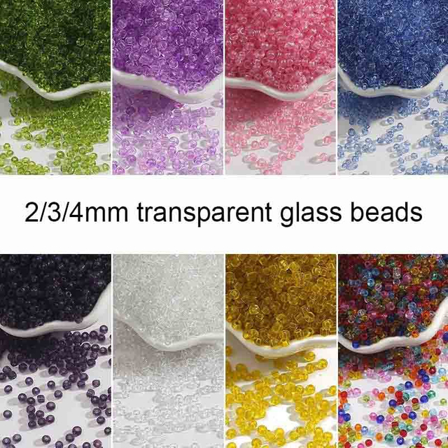 Fiasrel 2-4mmTransparent Glass Seed Beads, Loose Beads, Handmade DIY