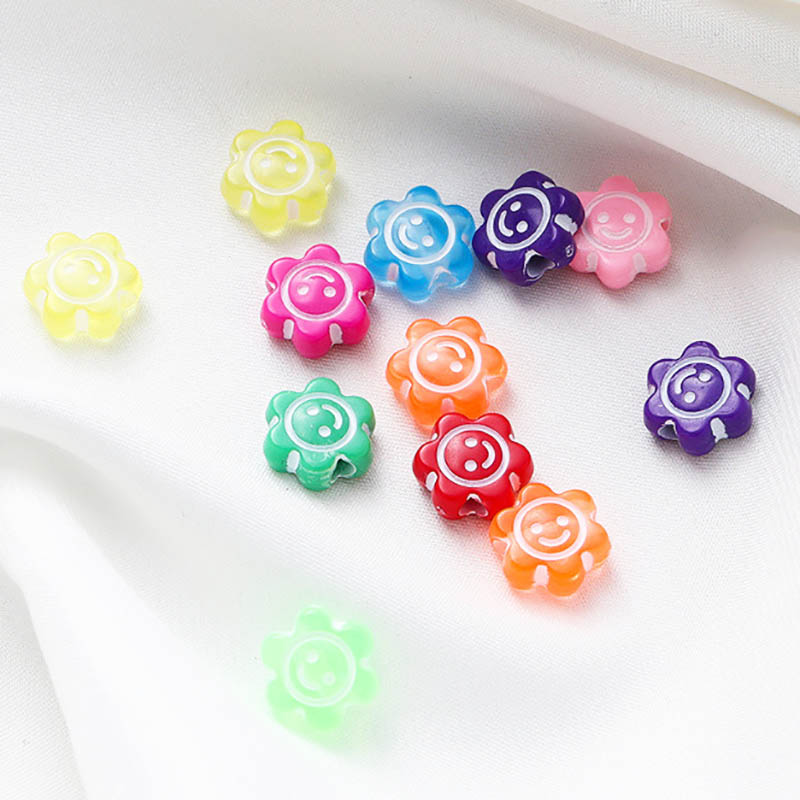 Fiasrel 50pcs Smiling face Flat bead