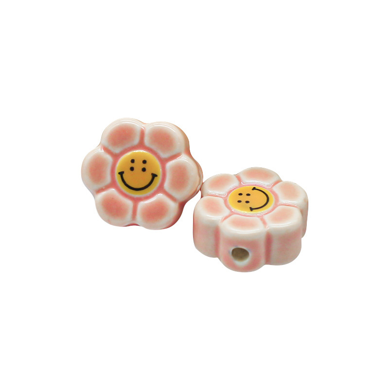 Fiasrel Colorful daisies with big smiling faces ceramic beads
