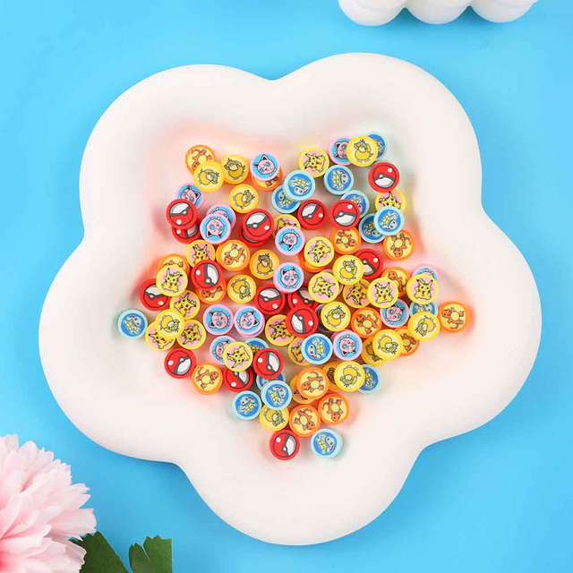 Fiasrel 100pcs Pokemon series soft clay beads