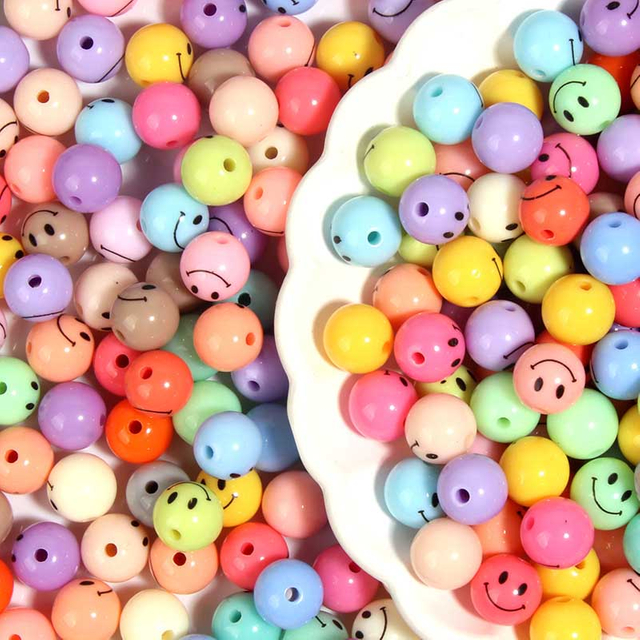 Fiasrel 10-18mm Colorful cartoon smiling face beads