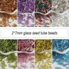 Fiasrel 2×7mm Silver-Lined Glass Tube Beads