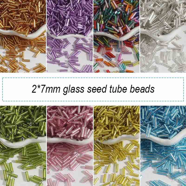 Fiasrel 2×7mm Silver-Lined Glass Tube Beads
