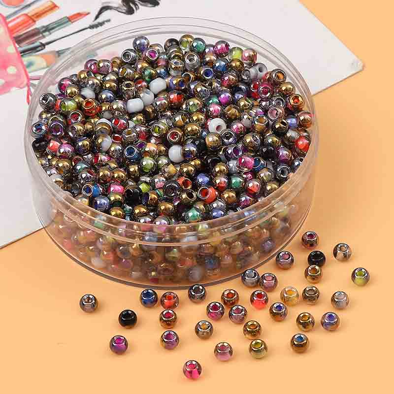 Fiasrel 4mm Gradient Gold-Colored Glass Seed Beads - Round Shiny Beads