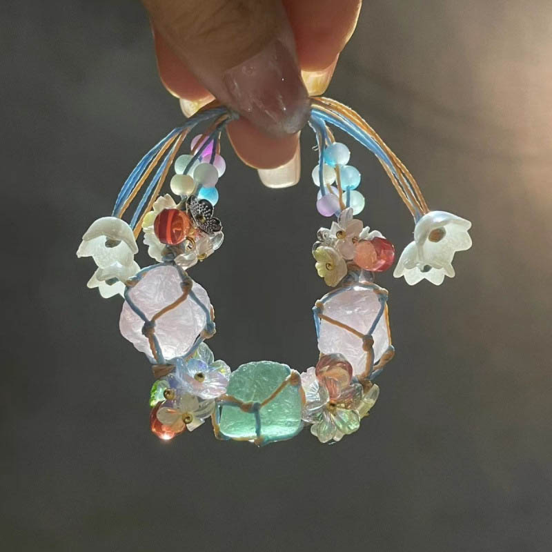 Fiasrel Handmade net pocket natural crystal bracelet