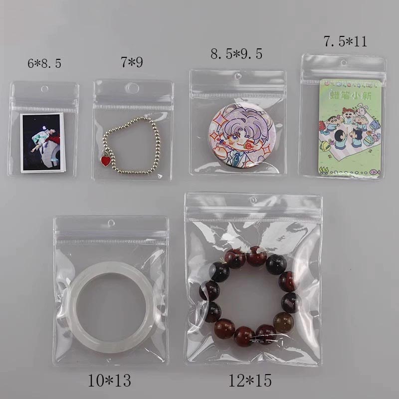 Fiasrel 5pcs Transparent sealed PVC jewelry bag with holes