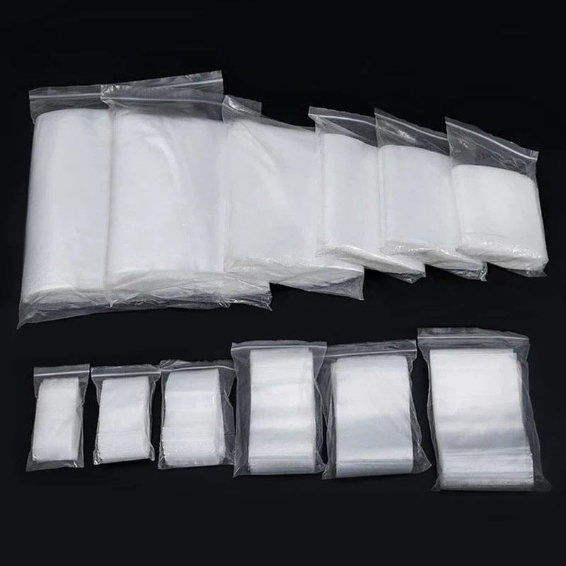 Fiasrel 100pcs Thickened pe transparent self-sealing bag