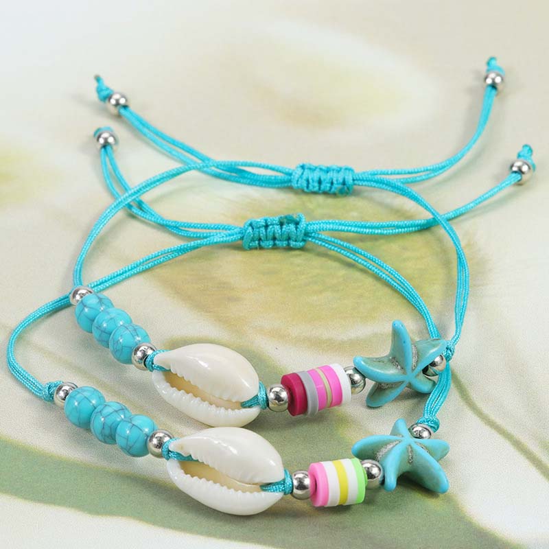 Fiasrel 2pcs Turquoise shell bracelet