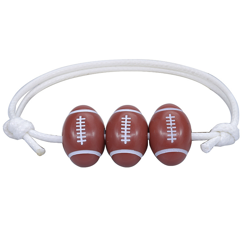 Fiasrel 2pcs Basketball and baseball wax thread woven bracelets