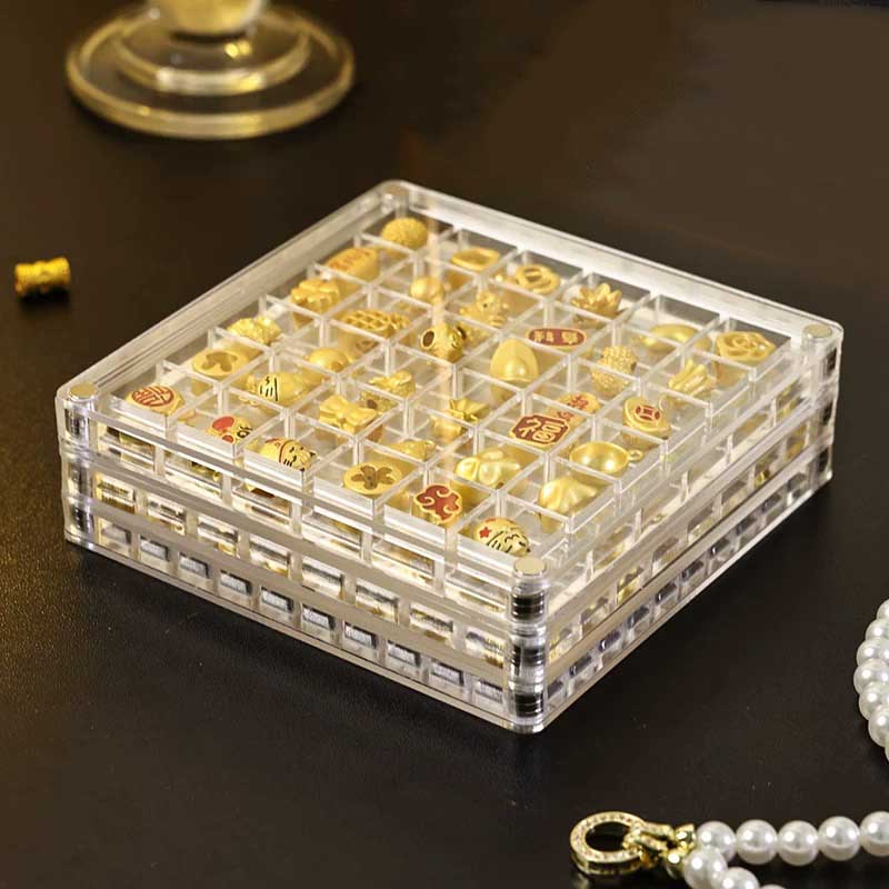 Fiasrel 12*12cm Acrylic small golden bean gold storage box