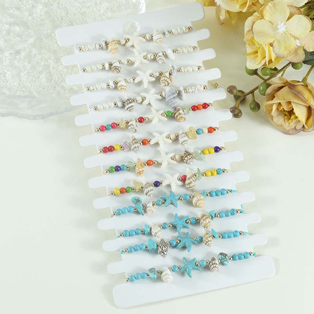 Fiasrel 2pcs Bohemian-style shell starfish bracelet
