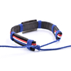 Fiasrel Adjustable American Flag Cowhide Woven Bracelet Red White And Blue Flag Wax Leather Bracelet