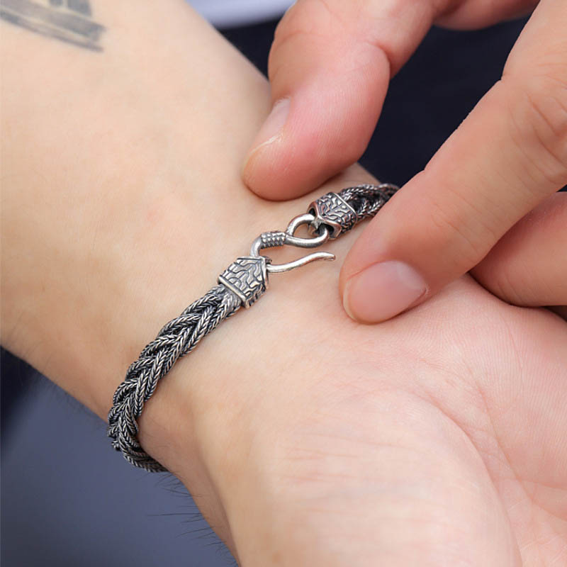 Fiasrel Jewelery Chain Braided Handmade Jewelry Men Bracelet Retro Vantage Bracelets