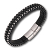 Fiasrel Vintage Charm Bracelets Stainless Steel Fancy Braided Leather Bracelet