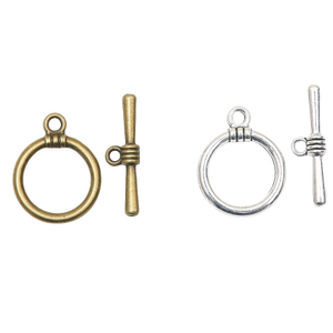 Fiasrel 10pcs Antique Silver OT Clasps Faste Toggle Clasps Round Metal Clasps Hooks Jewelry Making Findings