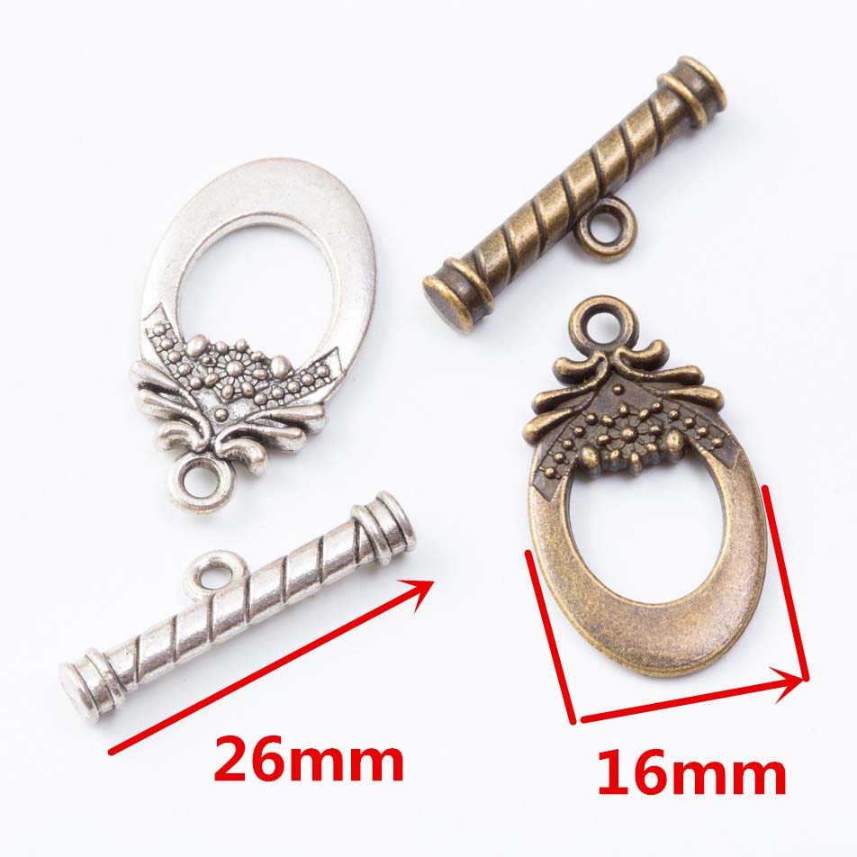 Fiasrel 10pcs DIY Accessories Vintage Zinc Alloy Bracelet Necklace OT Toggle Clasps