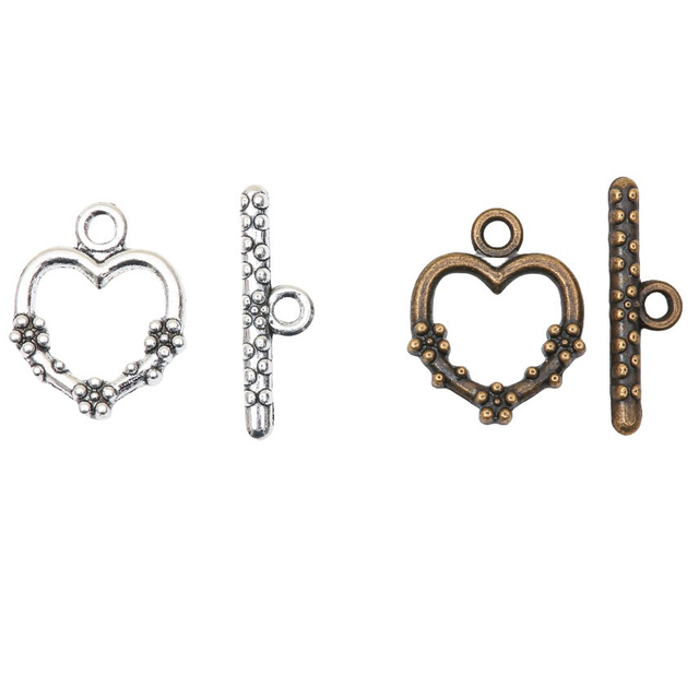 Fiasrel 10pcs Beautiful Fashion Alloy Heart Shape OT Clasp for Jewelry Making Accessories