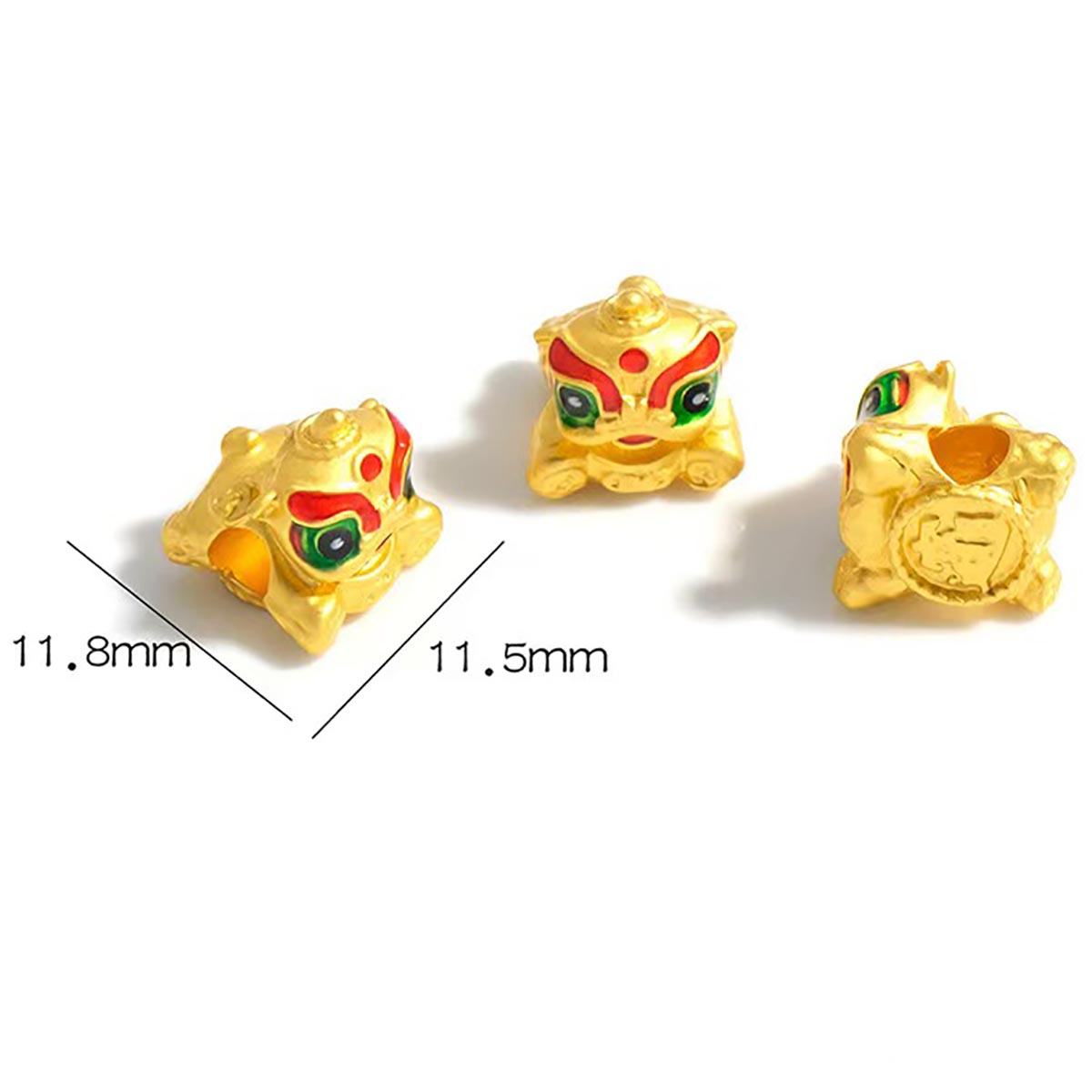 Fiasrel 2pcs Chinese Style Lion Shape Loose Beads for Jewelry Necklace Bracelet Making