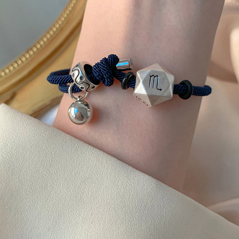 Fiasrel Zodiac Sign Bracelet Birthday Gift Lovers Retro Couple 12 Zodiac Rope Bracelet