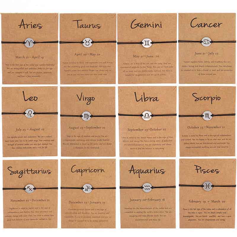Fiasrel 12 Zodiac Signs Stainless Steel Cancer Leo Sagittarius Charm Bracelets for Women Men Birthday Gift