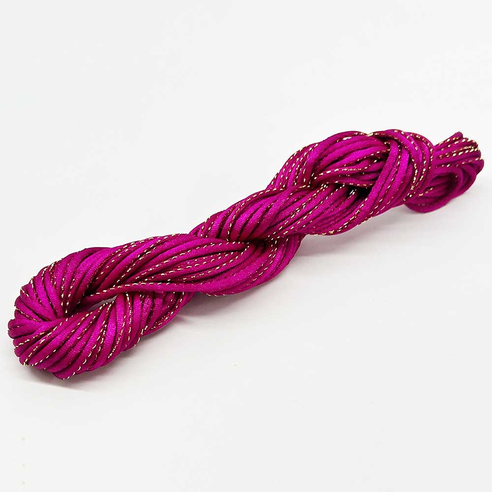 Fiasrel 2.5mm DIY Handmade Macrame Braided Cord String Polyester Nylon Thread with Golden Thread
