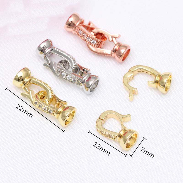 Fiasrel 5pcs Pearl Necklace Clasp Micro-set Clasp Ladder Square Clasp DIY Necklace Bracelet Clasp 22 * 7mm