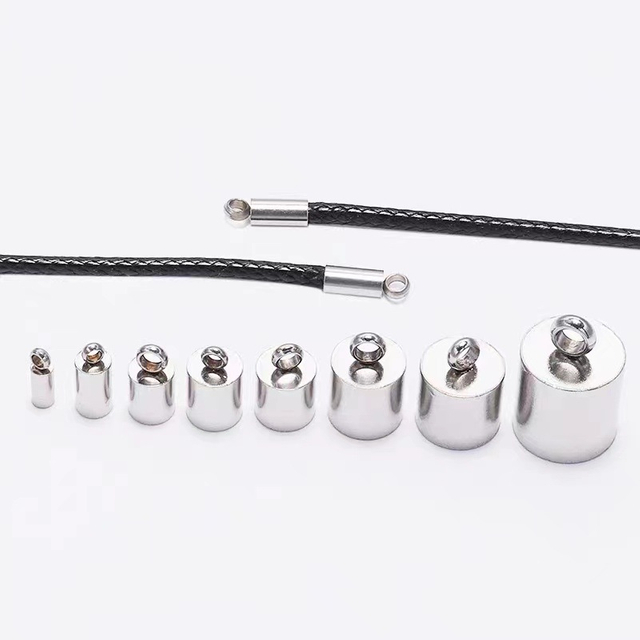 Fiasrel 20pcs Stainless Steel Snake Head Bracelet Necklace Rope Leather Rope Chain Buckle Stopper DIY Jewelry Buckle End Cord End Cap