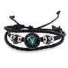 Fiasrel Handmade Beaded DIY Zodiac Bracelet Adjustable 12 Constellations Leather Bracelet