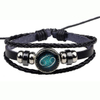 Fiasrel Handmade Beaded DIY Zodiac Bracelet Adjustable 12 Constellations Leather Bracelet