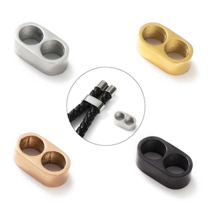 Fiasrel 5pcs Stainless Steel Bracelet Slide Charms with Double Hole 13.5 * 7.5mm