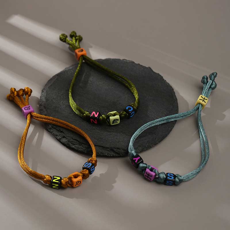 Fiasrel 12Colors Lucky Constellation Signs Handmade Woven Adjustable Bracelet Nylon Rope Dragon Knot Beads Bracelets