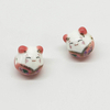 Fiasrel 5/10pcs Colorful Porcelain Charms Lucky Cat Ceramic Horizontal Hole Beads for DIY Jewelry Making Necklace Bracelet Craft Supplies 