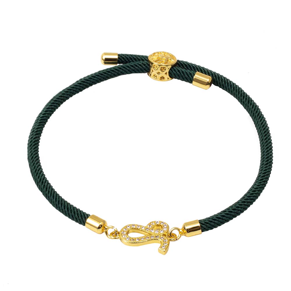 Fiasrel 18K Gold Plated Zodiac Sign Slide String Cord Friendship Bracelet Astrology Horoscope Bracelets