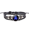 Fiasrel 12 Constellations Multi Layer Woven Glow in Dark Fashion Punk Cowhide Star Bracelet