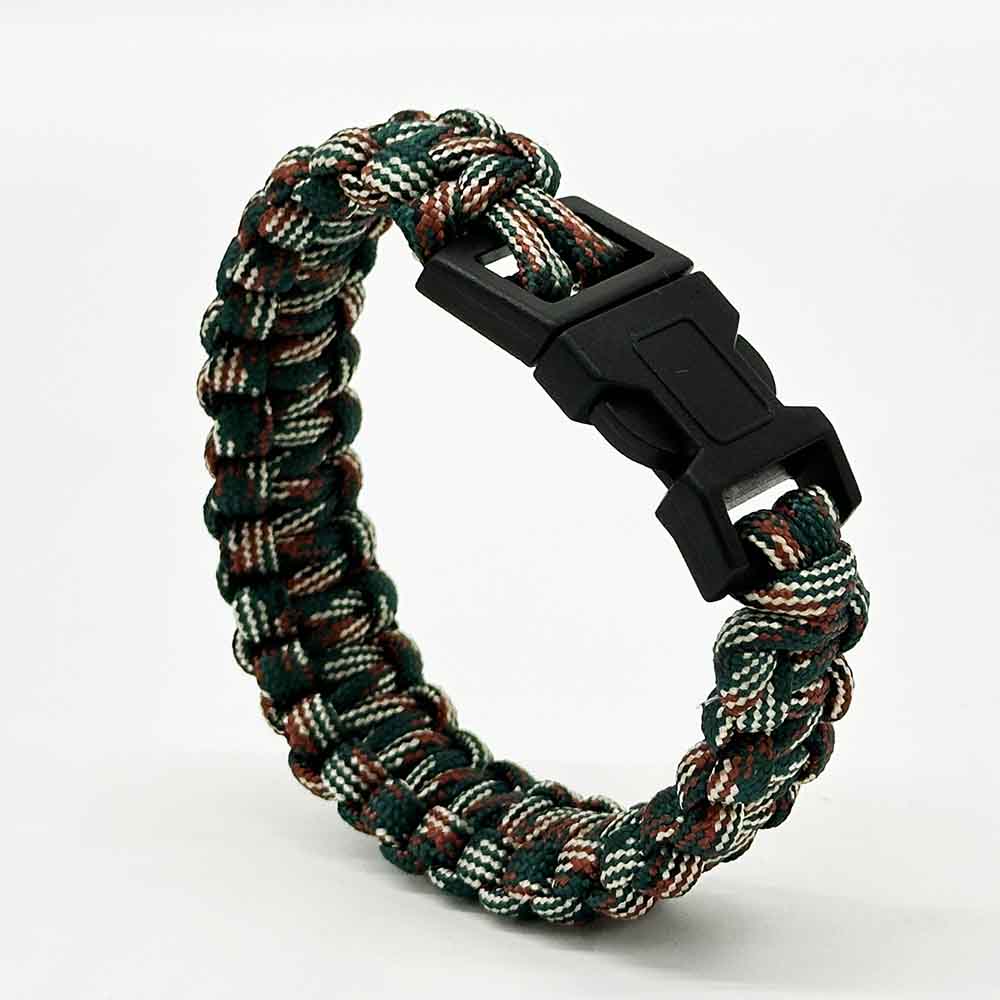 Fiasrel Army Green Camo Color Outdoor Emergency Paracord Bracelet Whistle Buckle Survival Bracelet for Camping Hiking Sports