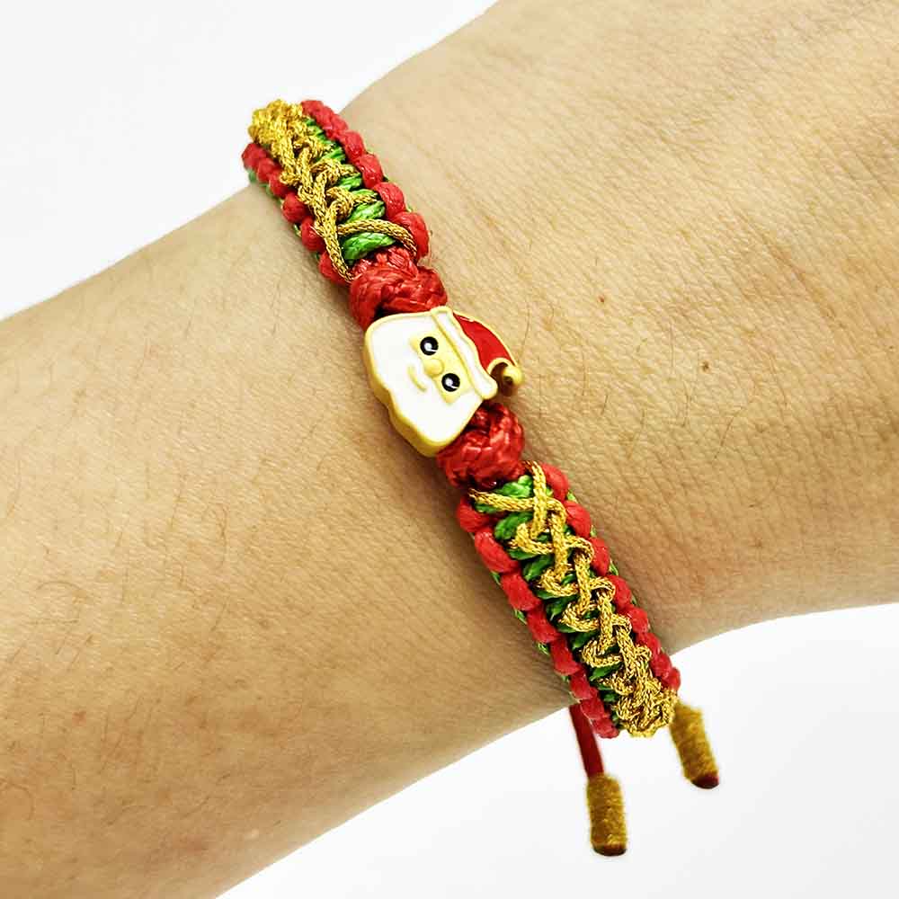 Fiasrel Handmade Macrame Rope Adjustable Braided Christmas Bracelets With Santa Claus