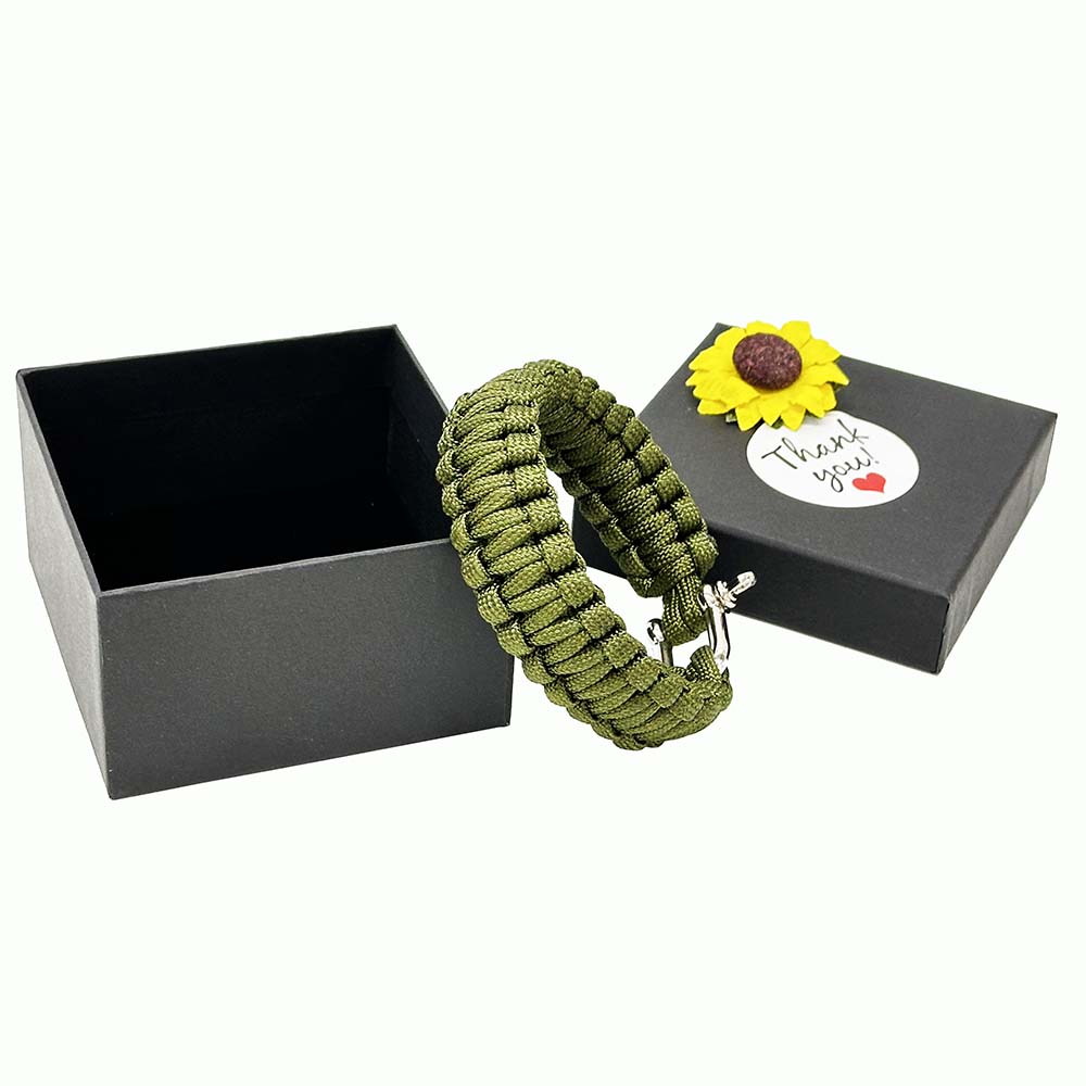 Fiasrel Camping Hiking Outdoor Adjustable Survival Handmade Paracord Stainless Steel Shackle Bracelet