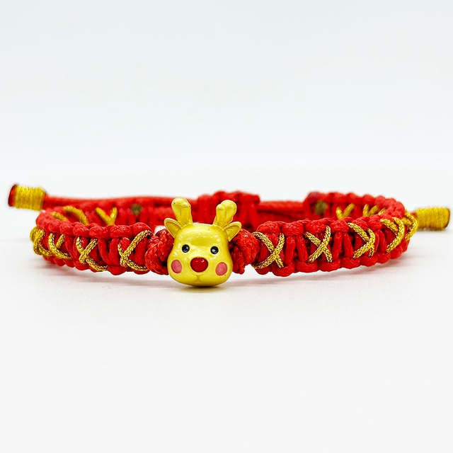 Fiasrel Adjustable Red String Braided Friendship Bracelet Gifts Cute Christmas Deer Charm Lucky Bracelets