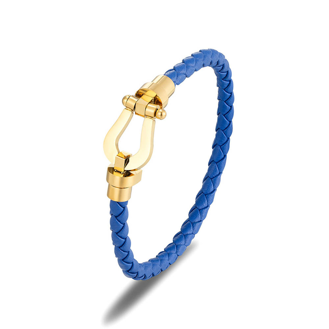 Fiasrel 18k Gold-plated Buckle Leather Bracelet High Quality Stainless Steel Buckle Fred Bracelet