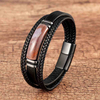 Fiasrel Stainless Steel Magnetic Clasp Multi-layer Handmade Woven Genuine Leather Bracelets