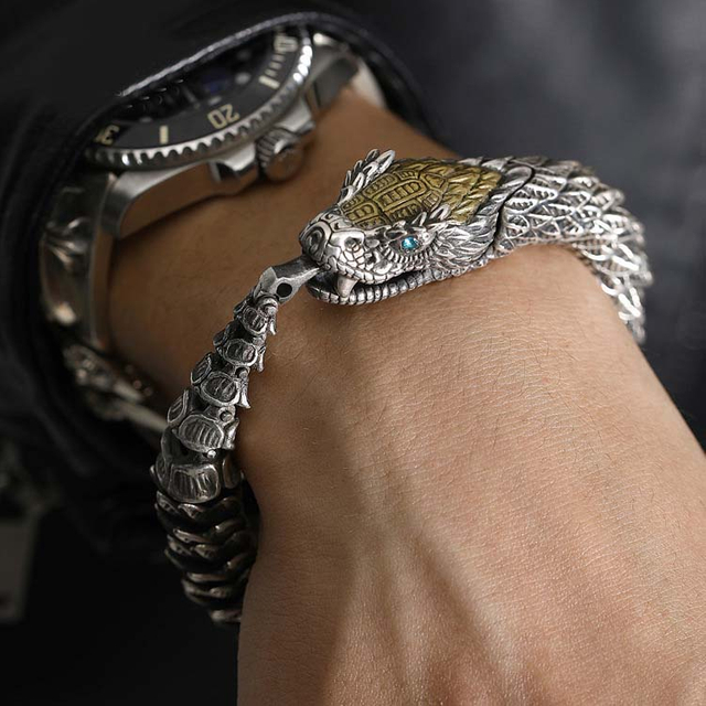 Fiasrel Serpentine Bracelet Men's Fashion ins Domineer Personality Retro Zodiac Collection Level Snake Bracelet Jewelry