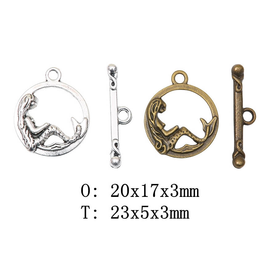Fiasrel 10pcs Zinc Alloy Mermaid Charms OT Clasps