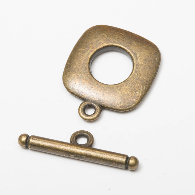 Fiasrel 10pcs Toggle Clasps Findings Buckle Connector Bracelet Necklace Jewelry Making Alloy Square OT Clasps