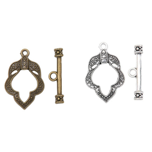 Fiasrel 10pcs Silver Plated Toggle Clasp T-O Clasp Metal Charms Jewelry